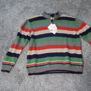 Hanna Andersson Men's Zip-Up Sweater - Green, Red, Blue Stripes